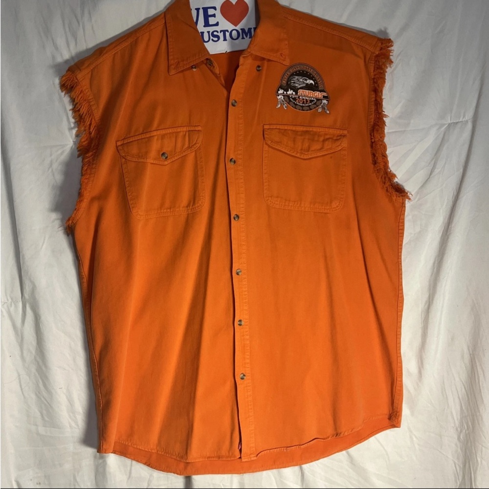 Harley-Davidson Orange Casual Button Down Shirt